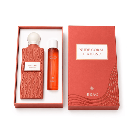 بكج عطر للجسم + عطر للشعر نود كورال دايموند ابراهيم القرشي | Ibrahim Al Qurashi Nude Coral Diamond Perfume package - Barbie.phar