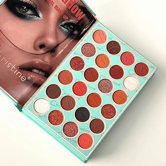 دفتر باليت مكياج تركواز كرستين | Christine Turquoise 5 in 1 Palette Notebook Eye Shadow + Highlighter + Lipstick + Blush + Concealer - Barbie.phar