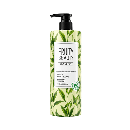 غسول جسم فروتي بالفريزيا - 1000مل | Fruity Beauty bright skin freesia & tea tree oil shower gel - Barbie.phar