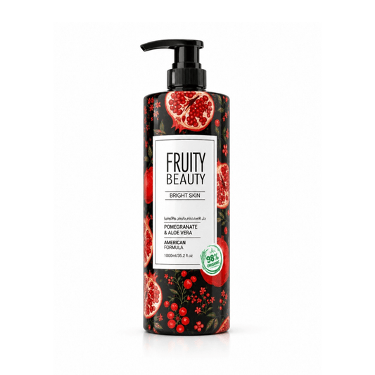 غسول جسم فروتي بالرمان - 1000مل | Fruity Beauty bright skin pomegranate & aloe vera shower gel - Barbie.phar