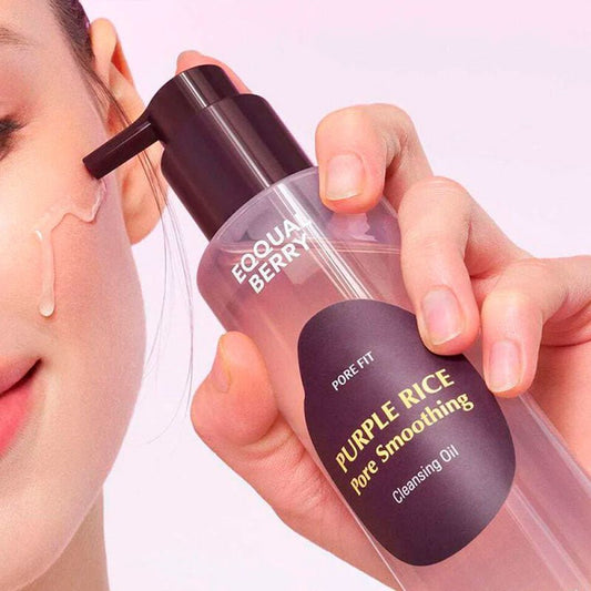 غسول زيتي الارز البنفسجي ايكول بيري - 200مل | EqqualBerry purple rice pore smoothing cleansing oil - Barbie.phar