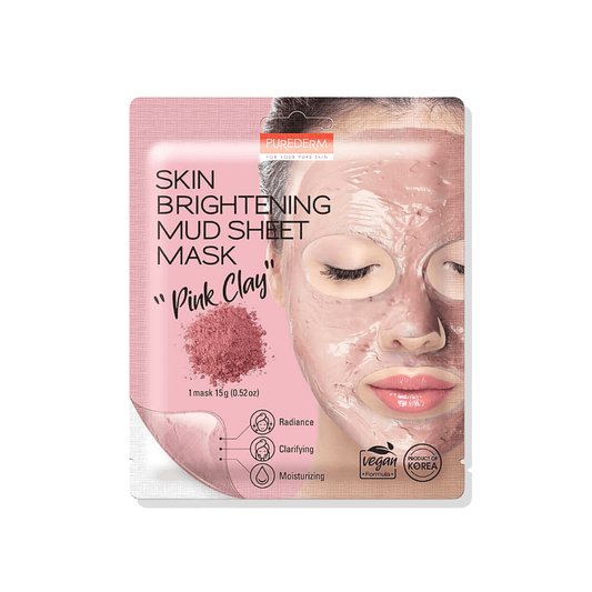 قناع الطين الوردي بيورديرم | Purederm Skin Brightening Mud Sheet Mask - Barbie.phar