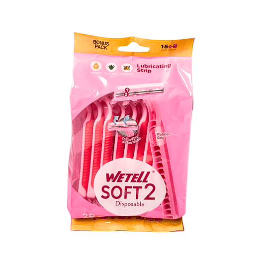 شفرات حلاقة سوفت ويتيل 20 قطعة | Wetell soft disposable razor blades - Barbie.phar