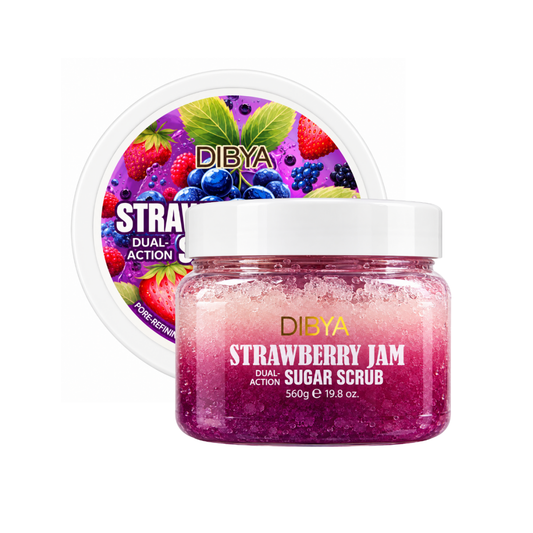 سكراب مقشر للجسم فراولة ديبيا - 560غرام | DIBYA white strawberry jam dual action sugar scrub - Barbie.phar