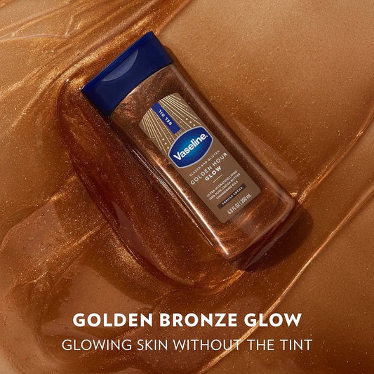 زيت بلمعة كولدين كلو للجسم فازلين - 200مل | Vaseline Golden Hour Glow Shimmering Body Oil - Barbie.phar