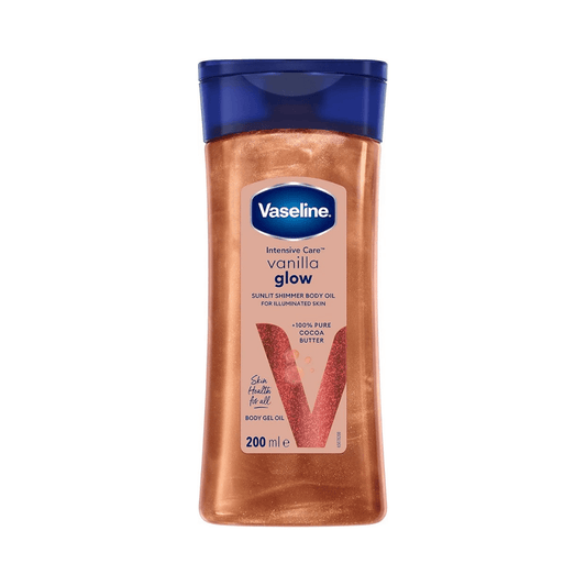 زيت جل بلمعة ذهبية للجسم فازلين - 200مل | Vaseline Intensive Care Vanilla Glow + Sunlit Shimmer Body Oil - Barbie.phar