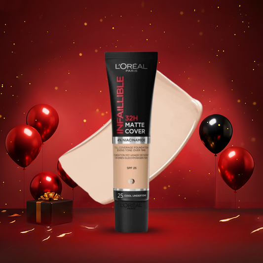 فاونديشن لوريال فول كفرج درجة 25 | L'Oreal infallible 32h matte cover full coverage foundation 25
