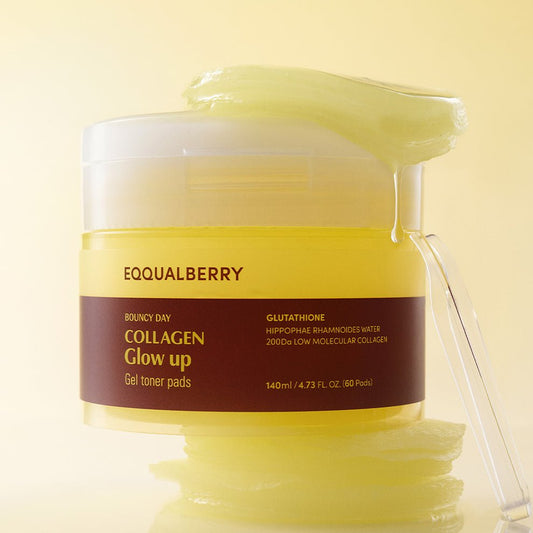 بادات كولاجين ايكول بيري - 140مل | EqqualBerry collagen glow up gel toner pads - Barbie.phar
