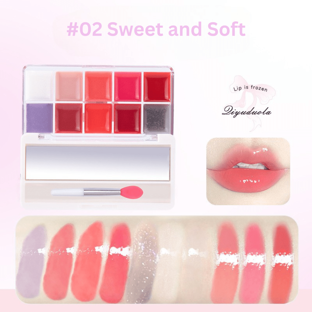 باليت ليب جيلي للشفاه كيودولا | Qiyuduola Lip Jelly Freedom Ten Color Palatte - Barbie.phar