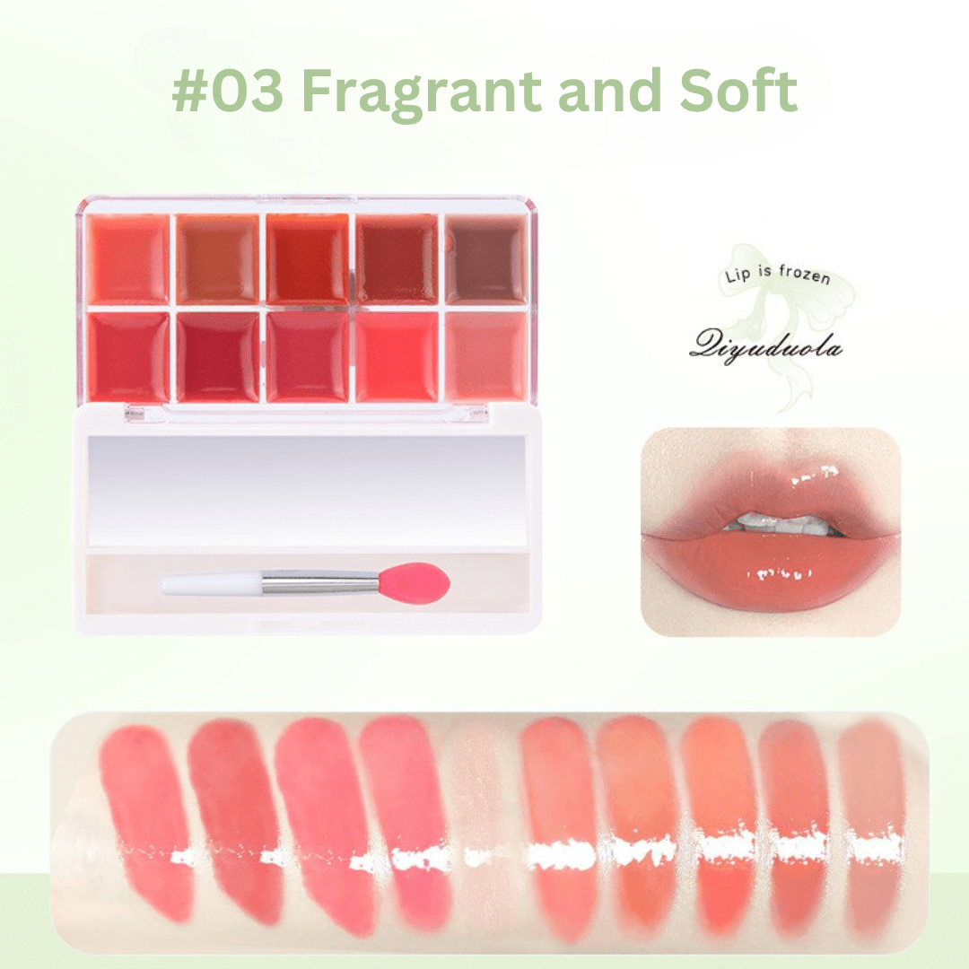 باليت ليب جيلي للشفاه كيودولا | Qiyuduola Lip Jelly Freedom Ten Color Palatte - Barbie.phar