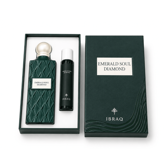بكج عطر للجسم + عطر للشعر ايميرالد سول دايموند ابراهيم القرشي | Ibrahim Al Qurashi Emerald Soul Diamond Perfume package - Barbie.phar