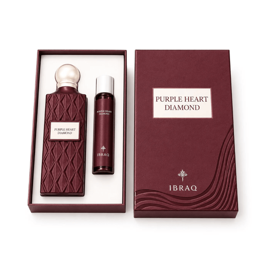 بكج عطر للجسم + عطر للشعر بيريل هارت دايموند ابراهيم القرشي | Ibrahim Al Qurashi Purple Heart Diamond Perfume package - Barbie.phar