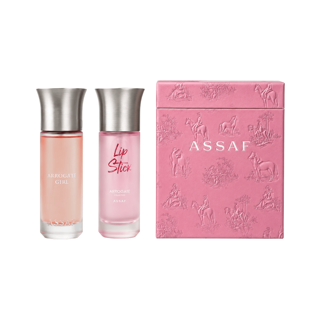 بكج عطر ليب ستيك + عطر اروكيت كيرل عساف | Assaf lipstick and arrogate girl perfume - Barbie.phar