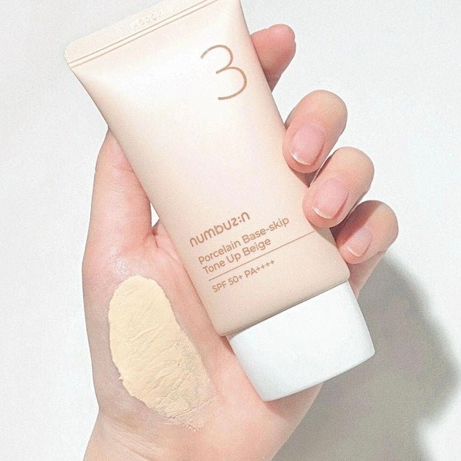 برايمر و واقي شمس نمبوزين - 50مل | Numbuzin Porcelain Base Skip Tone Up Beige Cream Spf50 Pa+++ - Barbie.phar