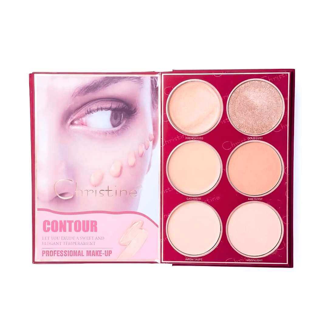 دفتر باليت مكياج 4 في 1 كرستين | Christine 4 in 1 Palette Eyeshadow, Highlighter, Blush, Contour - Barbie.phar