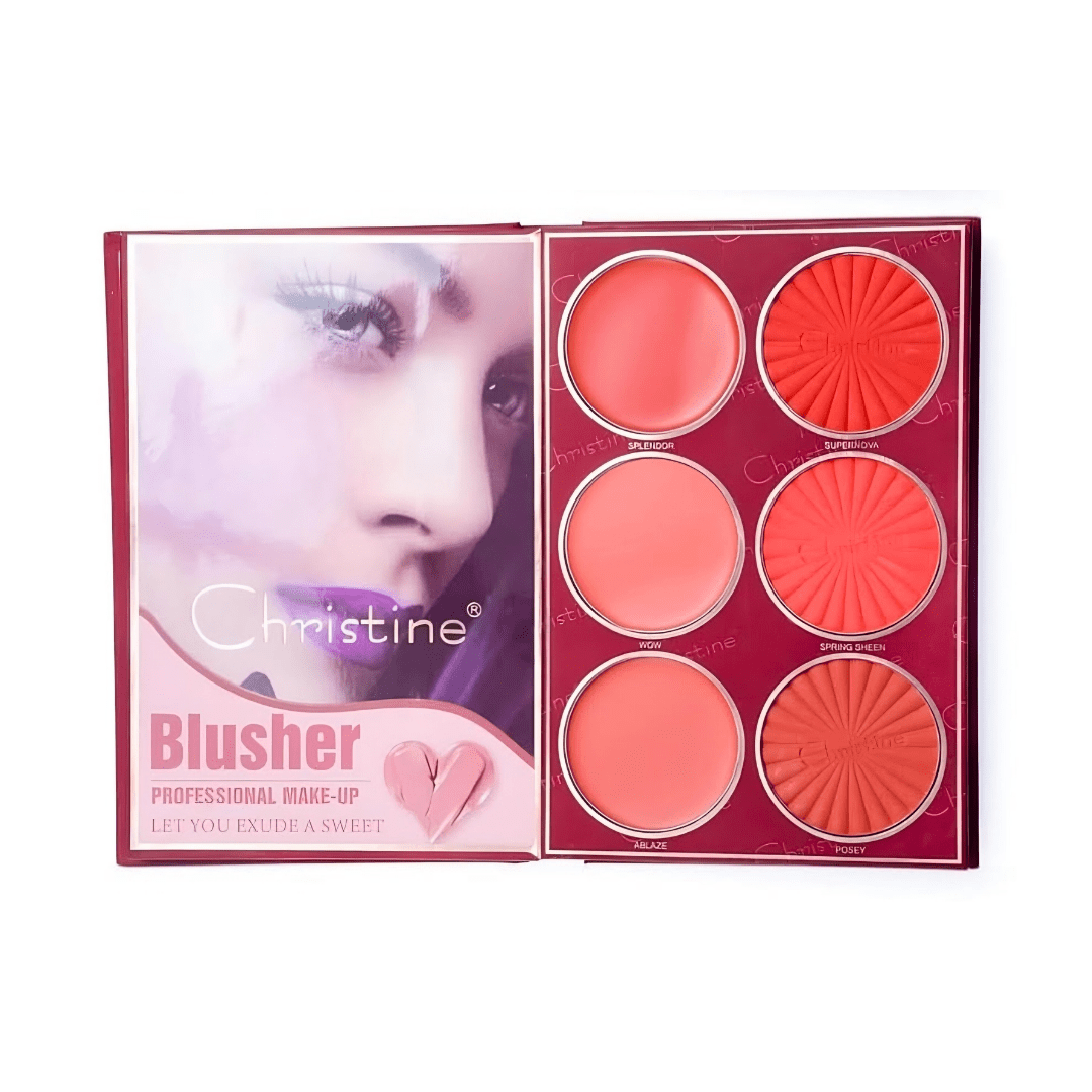 دفتر باليت مكياج 4 في 1 كرستين | Christine 4 in 1 Palette Eyeshadow, Highlighter, Blush, Contour - Barbie.phar