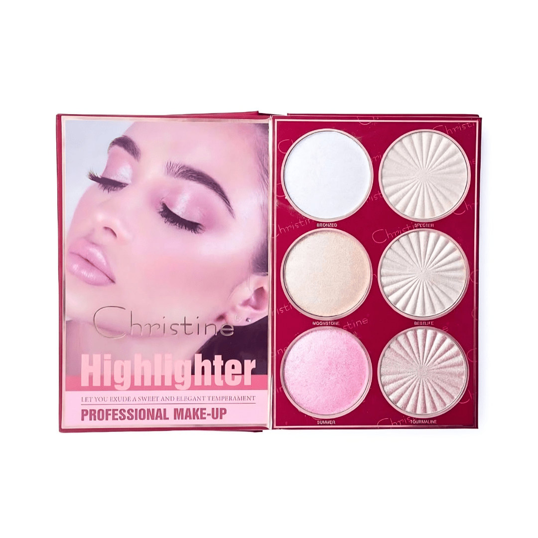 دفتر باليت مكياج 4 في 1 كرستين | Christine 4 in 1 Palette Eyeshadow, Highlighter, Blush, Contour - Barbie.phar