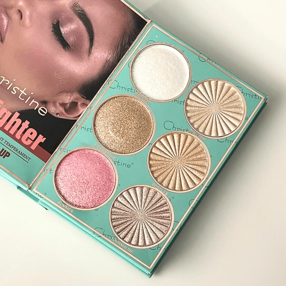 دفتر باليت مكياج تركواز كرستين | Christine Turquoise 5 in 1 Palette Notebook Eye Shadow + Highlighter + Lipstick + Blush + Concealer - Barbie.phar
