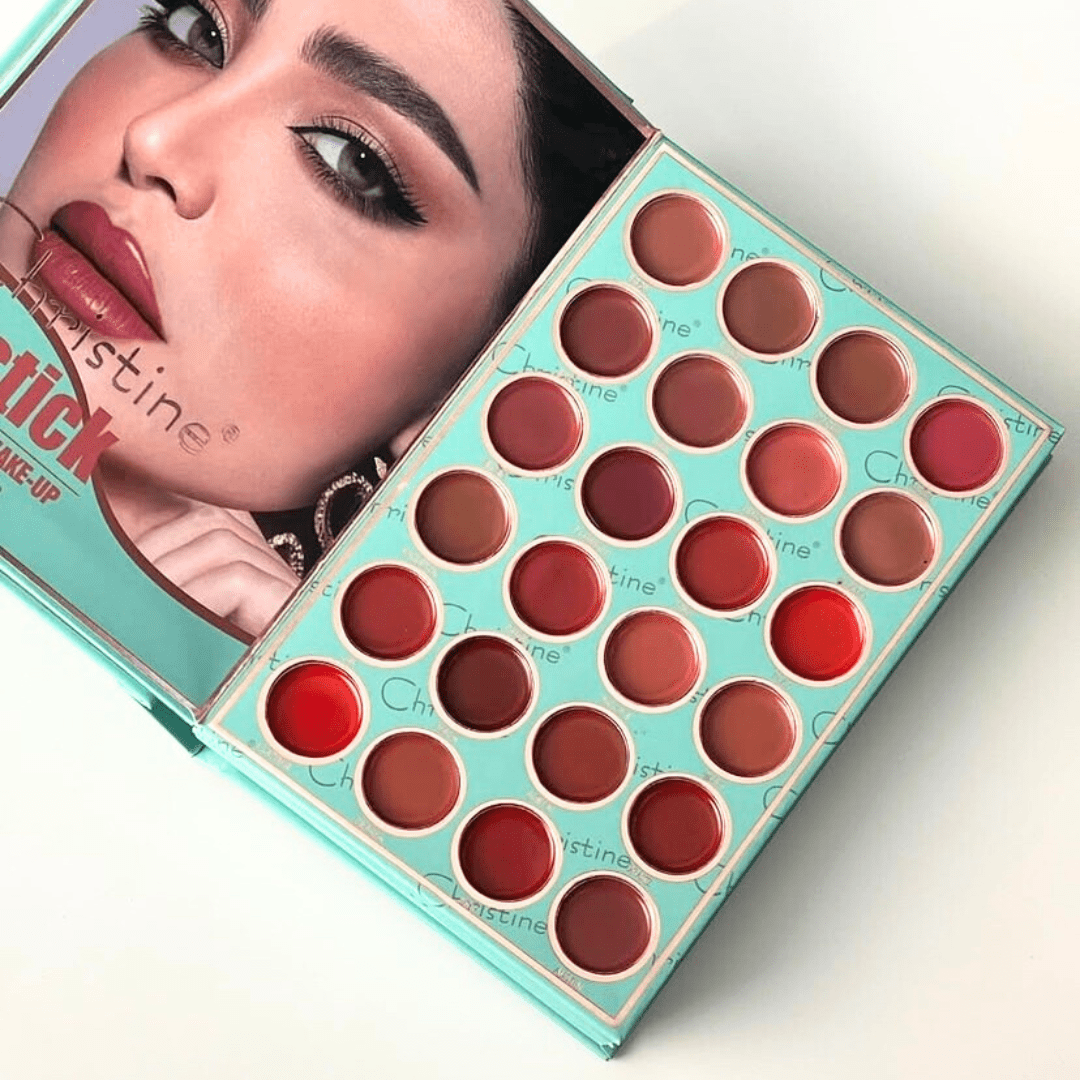 دفتر باليت مكياج تركواز كرستين | Christine Turquoise 5 in 1 Palette Notebook Eye Shadow + Highlighter + Lipstick + Blush + Concealer - Barbie.phar