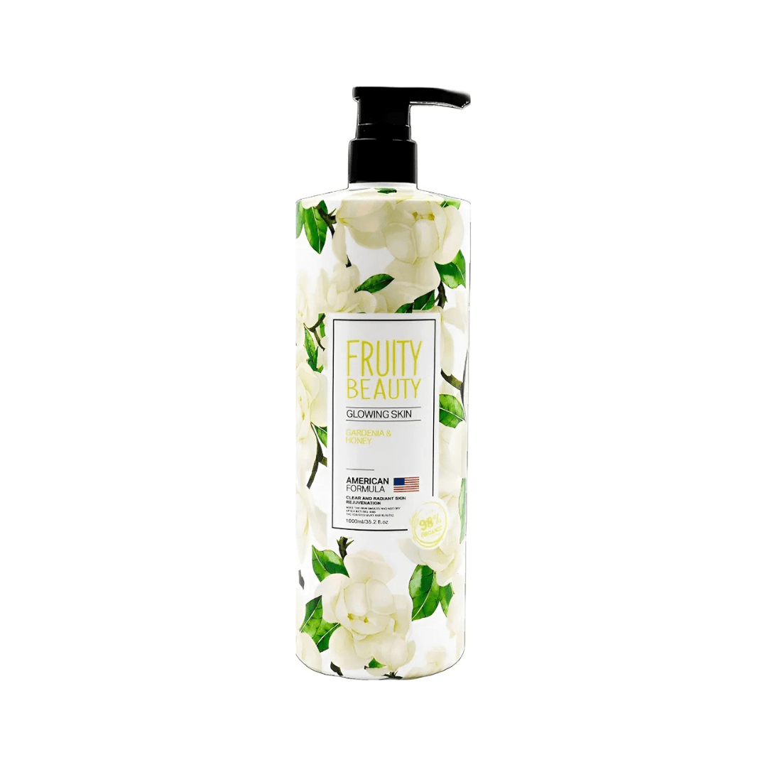 غسول جسم فروتي بالكاردينيا - 1000مل | Fruity Beauty bright skin gardenia & honey shower gel - Barbie.phar