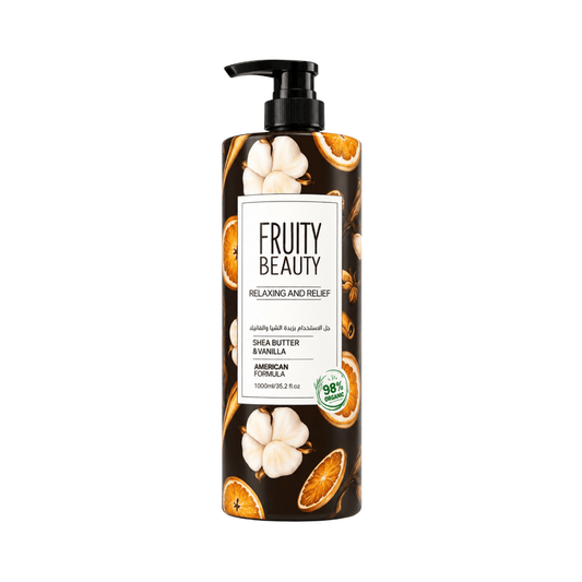 غسول جسم فروتي فانيلا - 1000مل | Fruity Beauty chia butter & vanilla shower gel - Barbie.phar