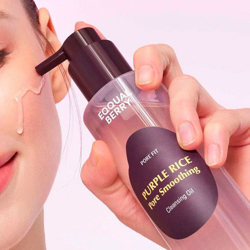 غسول زيتي الارز البنفسجي ايكول بيري - 200مل | EqqualBerry purple rice pore smoothing cleansing oil - Barbie.phar