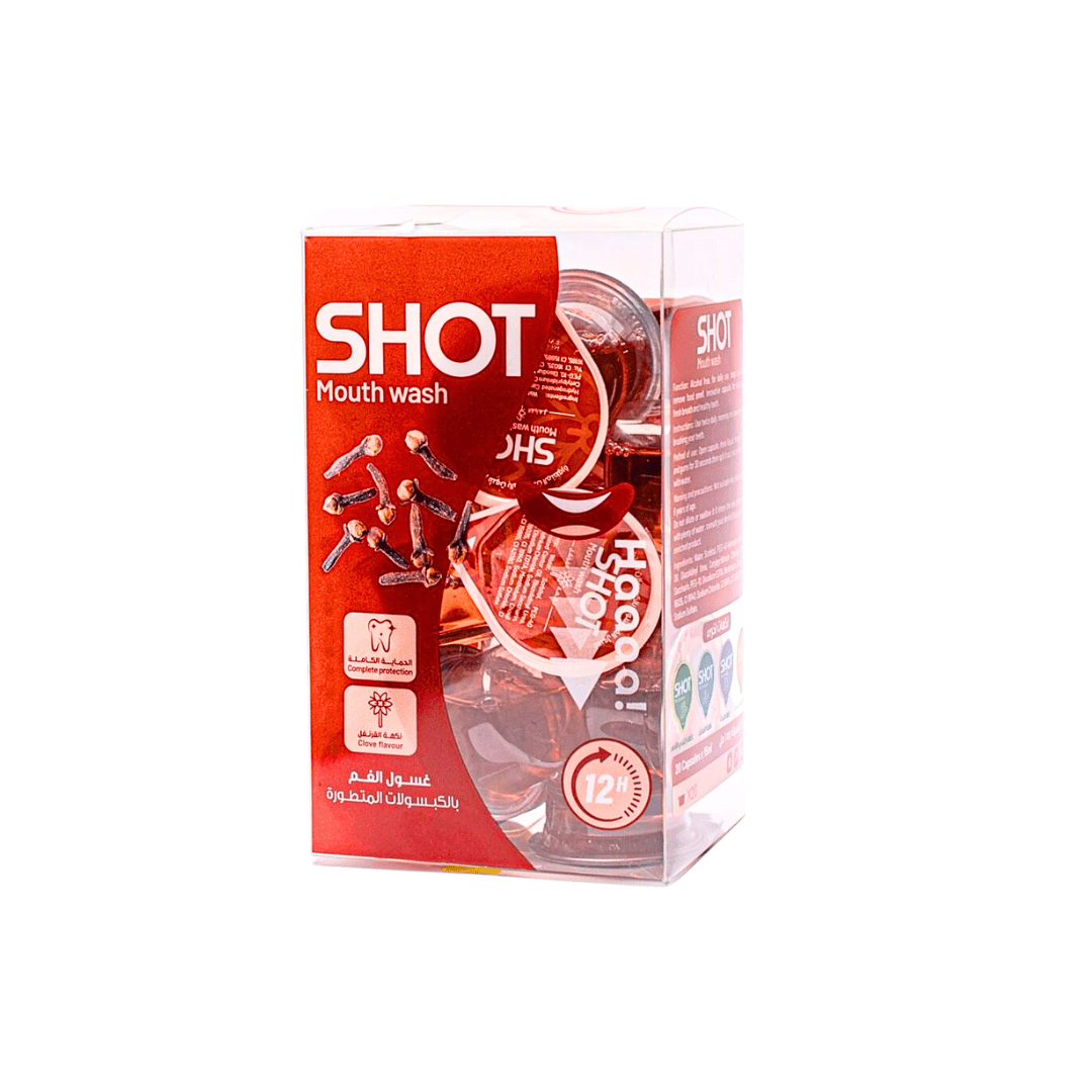كبسولات غسول فم بالقرنفل | Shot mouth wash red - Barbie.phar