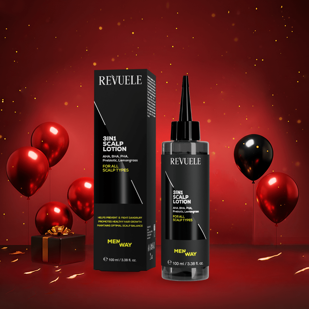 لوشن معالج فروة الرأس للرجال ريفولي - 100مل | Revuele 3 in 1 Men Scalp Lotion AHA BHA PHA - Barbie.phar