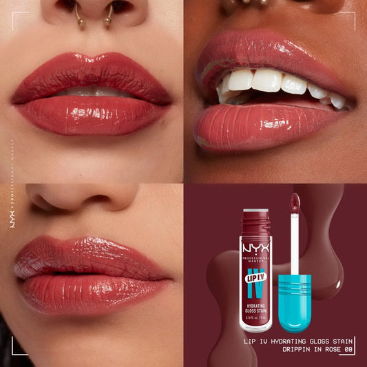 ليب كلوس درجة (08) ان واي اكس - 5مل | NYX lip IV hydrating gloss (08) drippin in rose - Barbie.phar