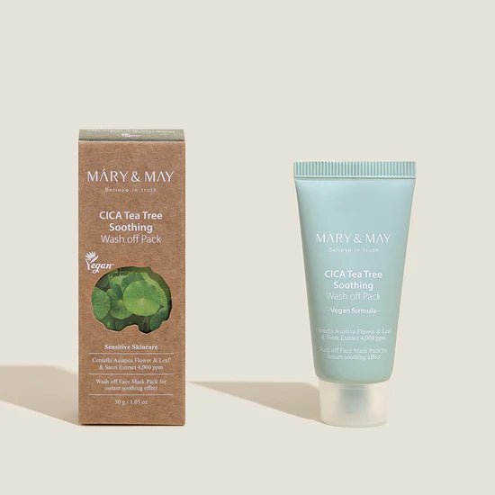 ماسك الطين ماري مي سيكا - 30 مل| Mary & May Cica Tea Tree Soothing Wash Off Mask Pack - Barbie.phar