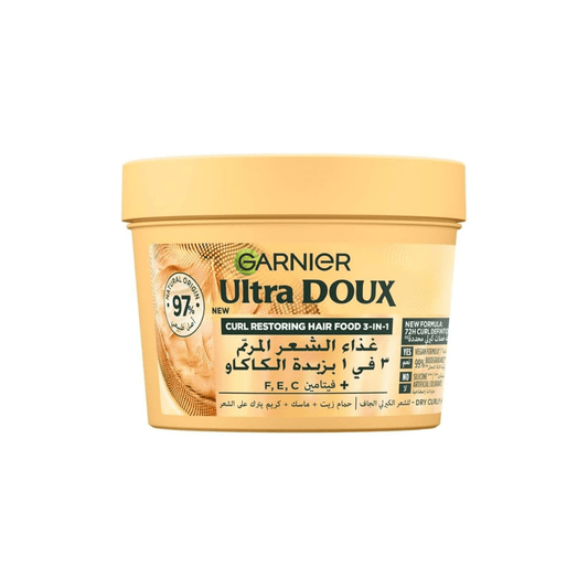 ماسك للشعر الكيرلي غارنييه - 390مل | Garnier Ultra Doux Curl Restoring Cocoa Butter 3-in-1 Hair Food - Barbie.phar