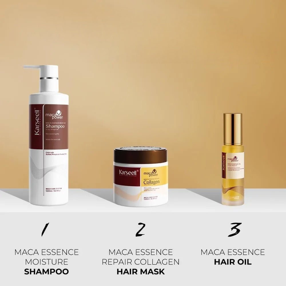 مجموعة اصلاح الشعر التالف كارسيل | Karseell maca essence moisturizing repair set - Barbie.phar