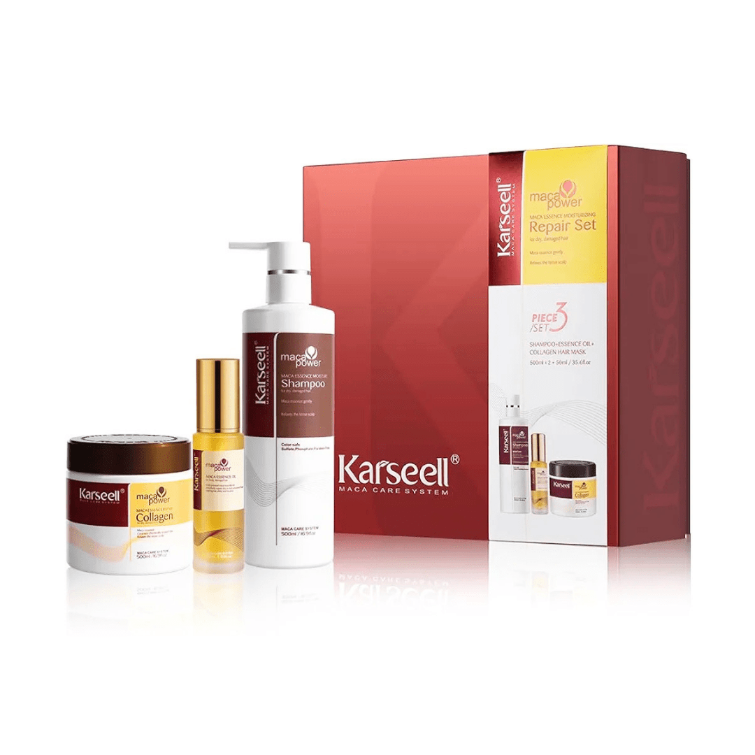 مجموعة اصلاح الشعر التالف كارسيل | Karseell maca essence moisturizing repair set - Barbie.phar