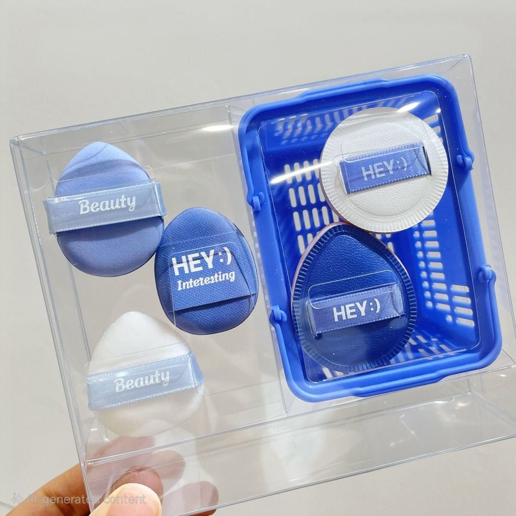 مجموعة اسفنجات ميني هاي | Hey powder puff set with mini basket - Barbie.phar