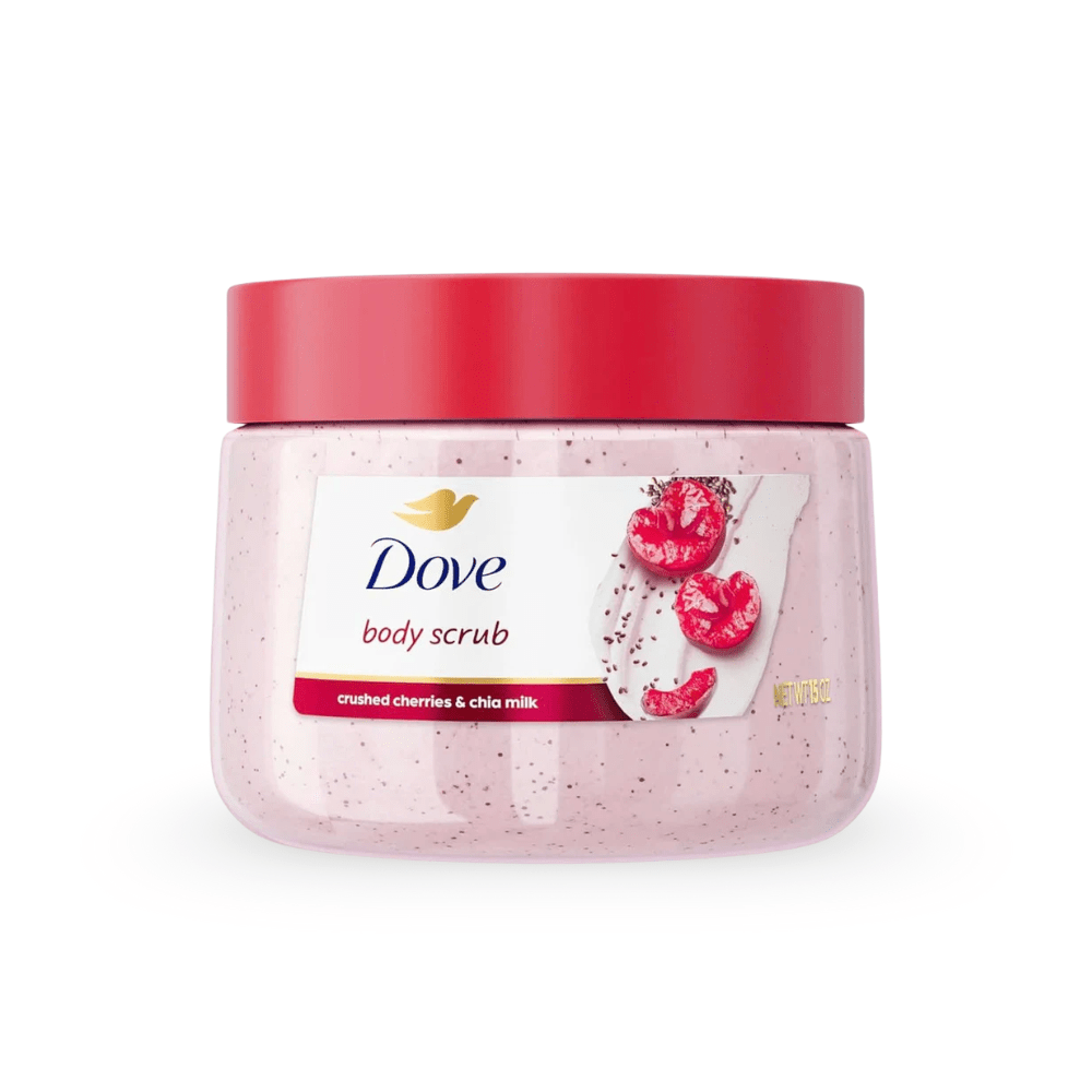 مقشر جسم دوف بالكرز وحليب الشيا | Dove Body Scrub Gommage Corps Crushed Cherries & Chia Milk - Barbie.phar