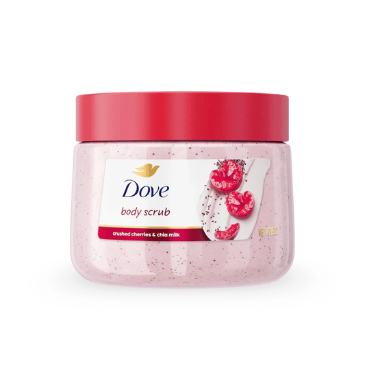 مقشر جسم دوف بالكرز وحليب الشيا | Dove Body Scrub Gommage Corps Crushed Cherries & Chia Milk - Barbie.phar