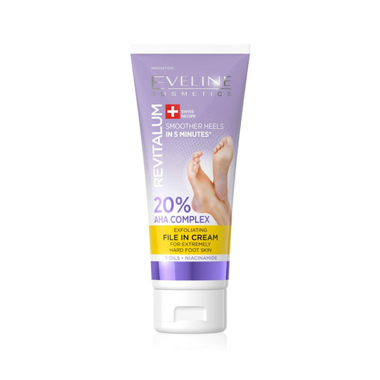 مقشر للقدم بالاحماض - 75مل | Eveline Revitalum 20% AHA Complex Exfoliating File in Cream - Barbie.phar