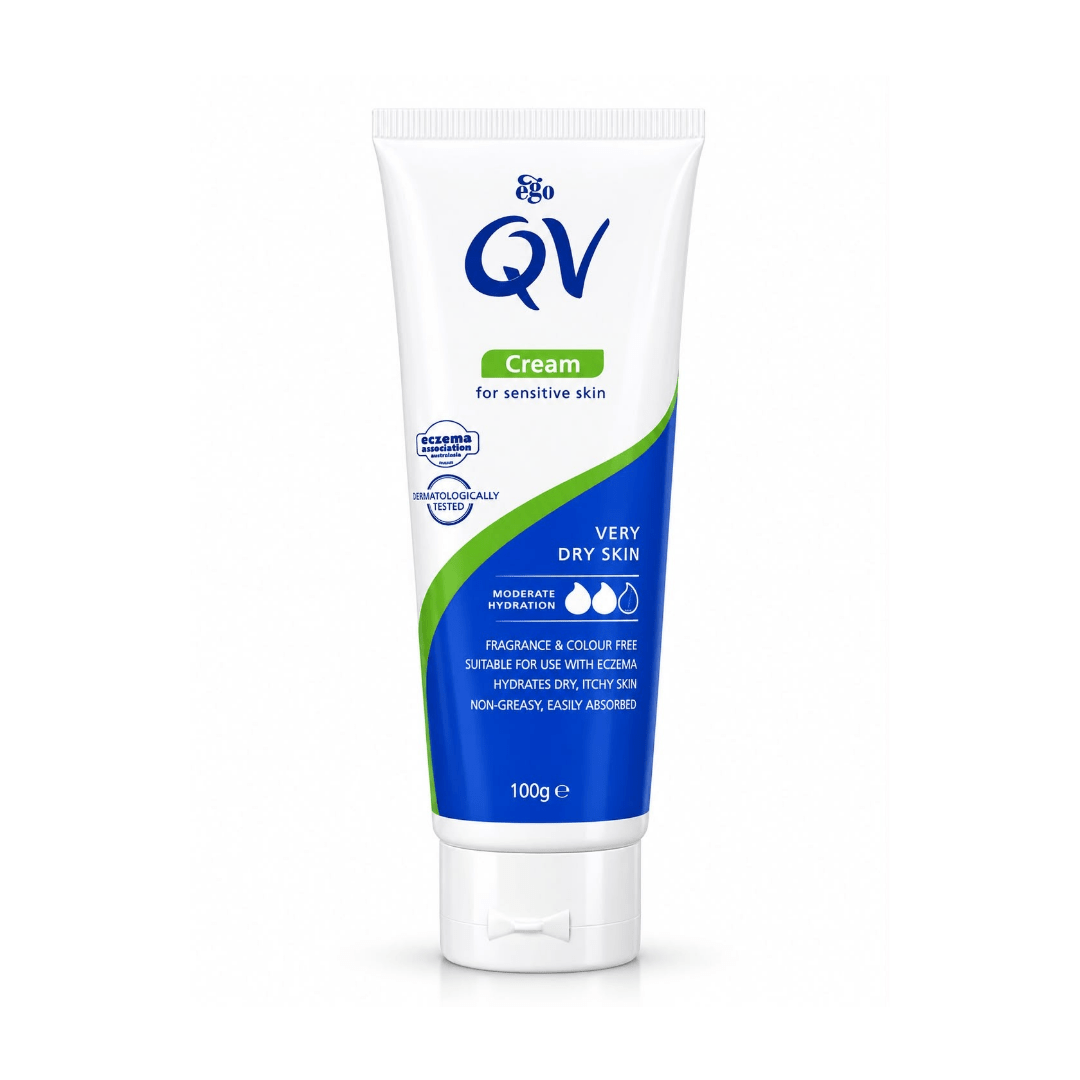 مرطب كيو في للبشرة الحساسة - 100غرام | QV Moisturising Cream for Sensitive & Very Dry Skin - Barbie.phar