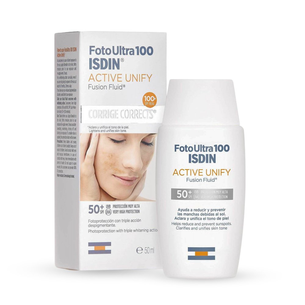 واقي شمس ازدن لتصبغات - 50 مل | ISDIN FotoUltra 100 Active Unify Fusion Fluid SPF 50+ - Barbie.phar