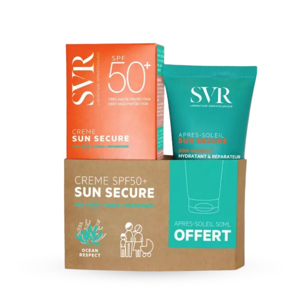 واقي شمس + لوش مهدئ svr | Sun Secure Creme Confort Peaux Au Soleil Spf50+ 50 ml + Lait Après Soleil 50 ml  - Barbie.phar