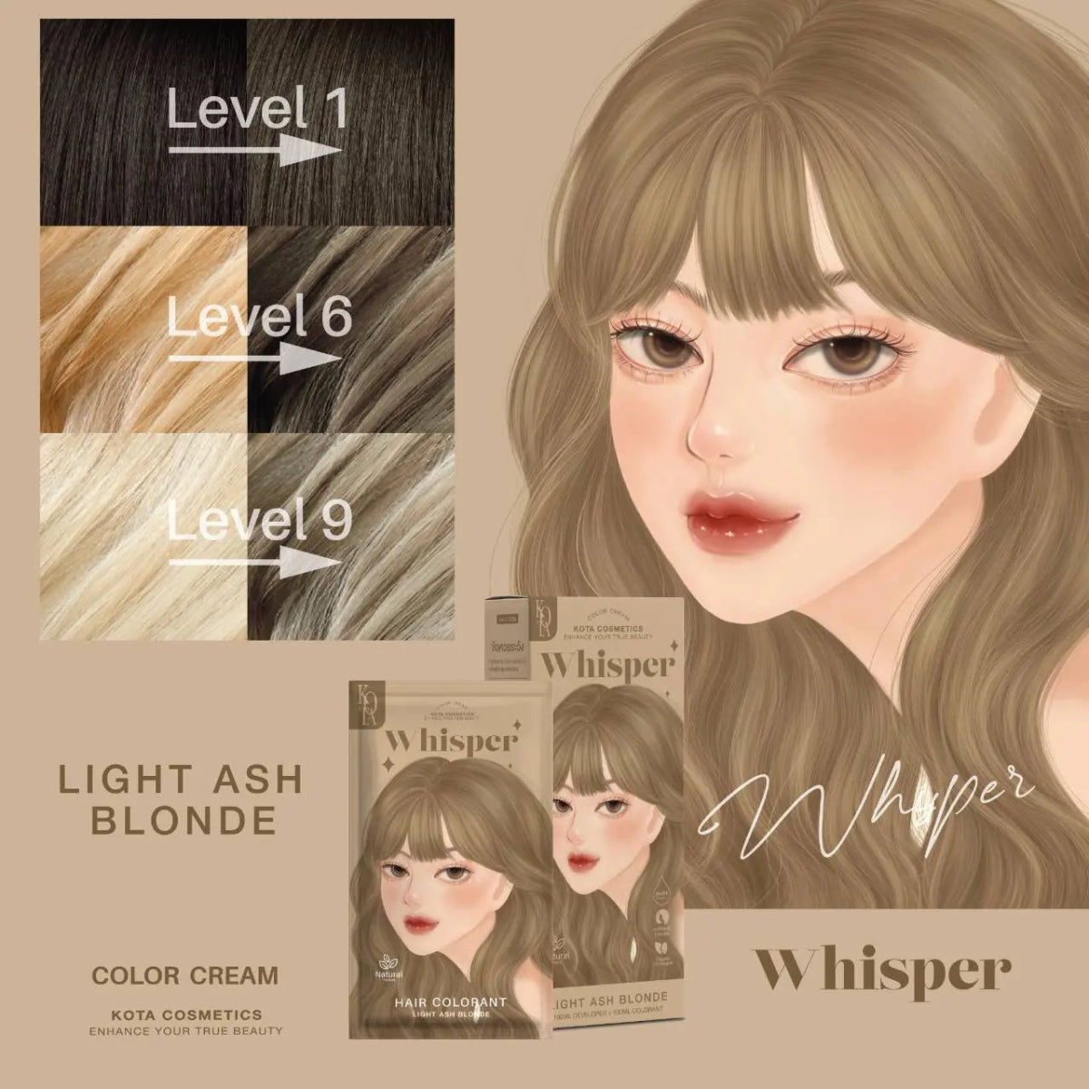 صبغة شعر لون أشقر رمادي فاتح | Kota WHISPER – LIGHT ASH BLONDE - Barbie.phar