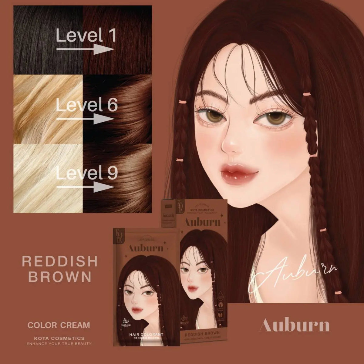 صبغة شعر لون بني محمر | Kota AUBURN – REDDISH BROWN - Barbie.phar