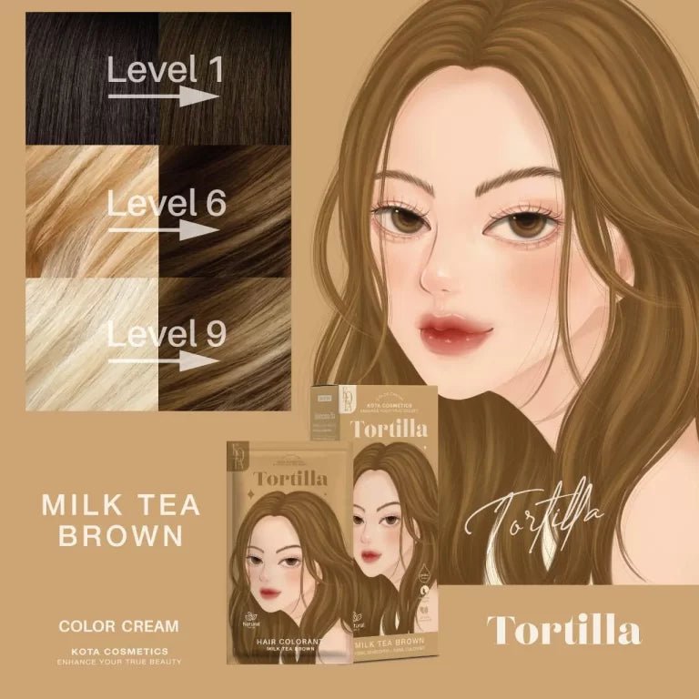 صبغة شعر لون بني شاي بالحليب | Kota TORTILLA – MILK TEA BROWN - Barbie.phar