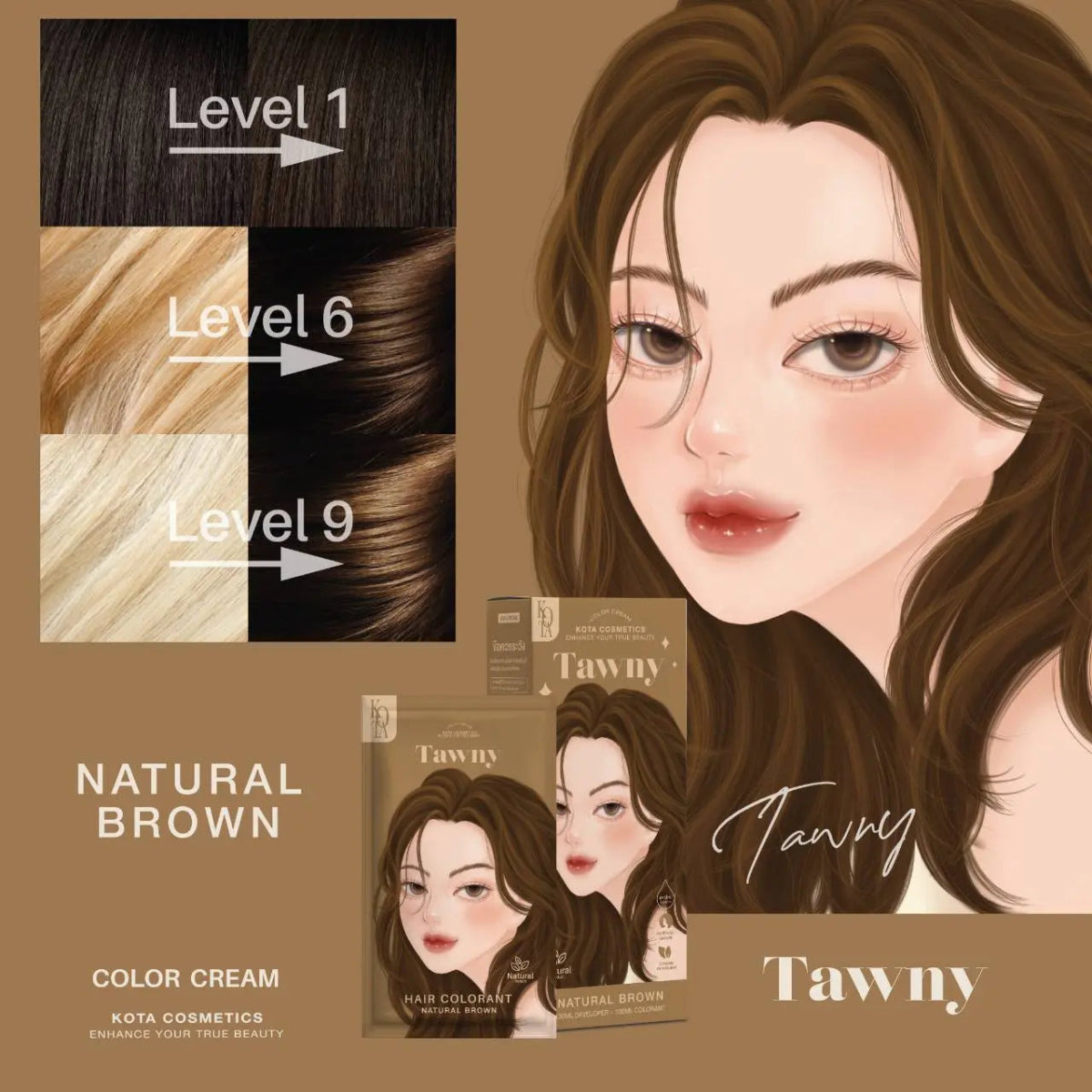 صبغة شعر لون بني طبيعي | Kota TAWNY – NATURAL BROWN - Barbie.phar