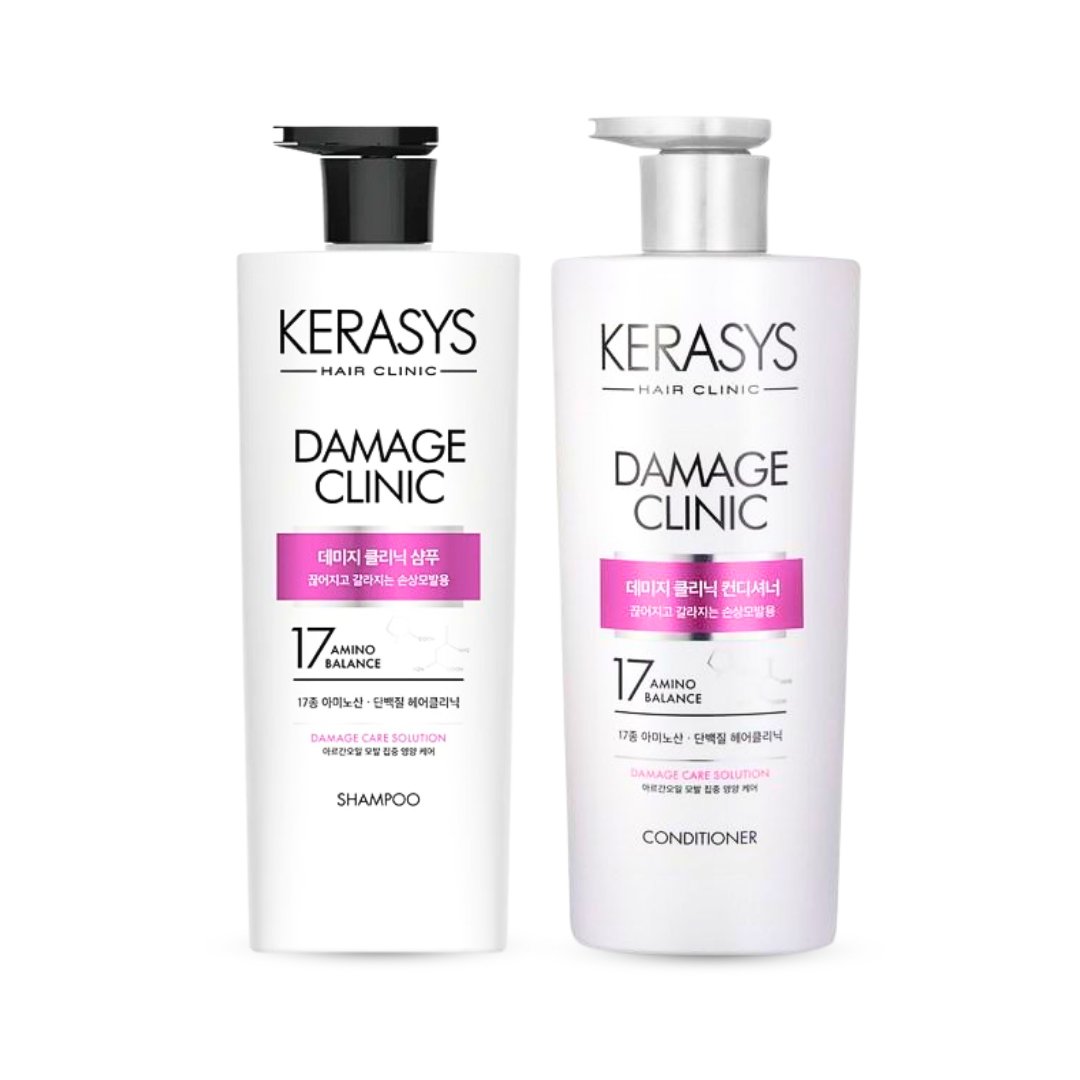 شامبو + كوندشنر كيراسيس للشعر التالف - 600مل | Kerasys Damage Clinic 17 Amino Balance Damage Care Solution - Barbie.phar