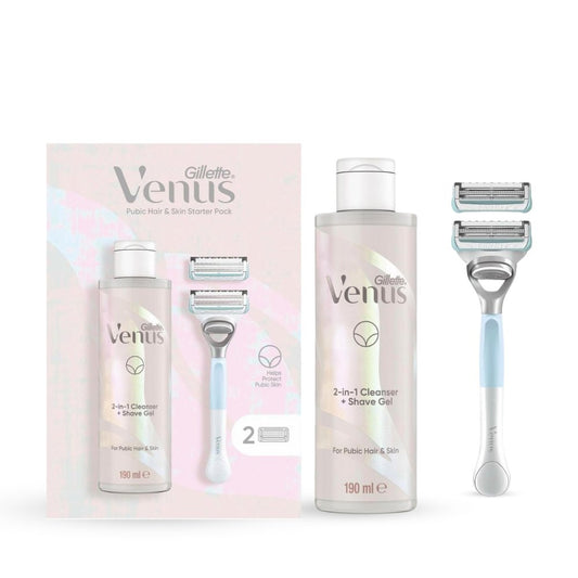 شفرة + غسول جل فينوس | Gillette Venus Shaving Set , 1 Venus Handle, , 2 in 1 Cleanser and Shaving Gel , 190 ml, - Barbie.phar