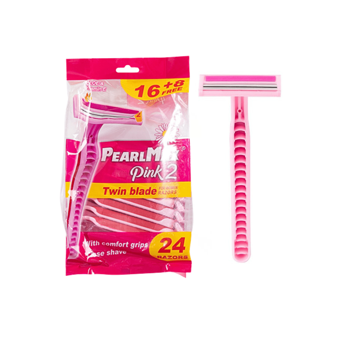 شفرات حلاقة بنك 24 قطعة بيرل ماكس | Pearl max pink razor blades - Barbie.phar
