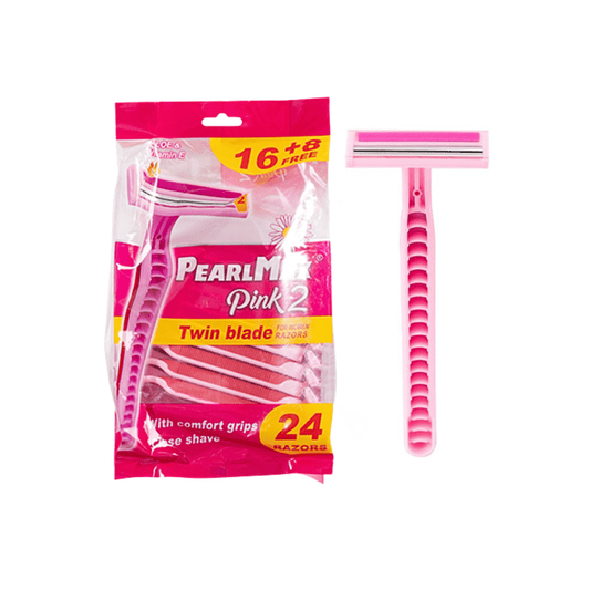 شفرات حلاقة بنك 24 قطعة بيرل ماكس | Pearl max pink razor blades - Barbie.phar
