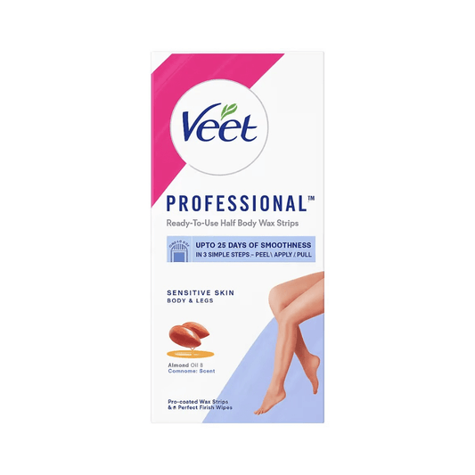 شرائط شمع ازالة الشعر بزيت اللوز فيت | Veet ready to use full body wax strips sensitive skin - Barbie.phar