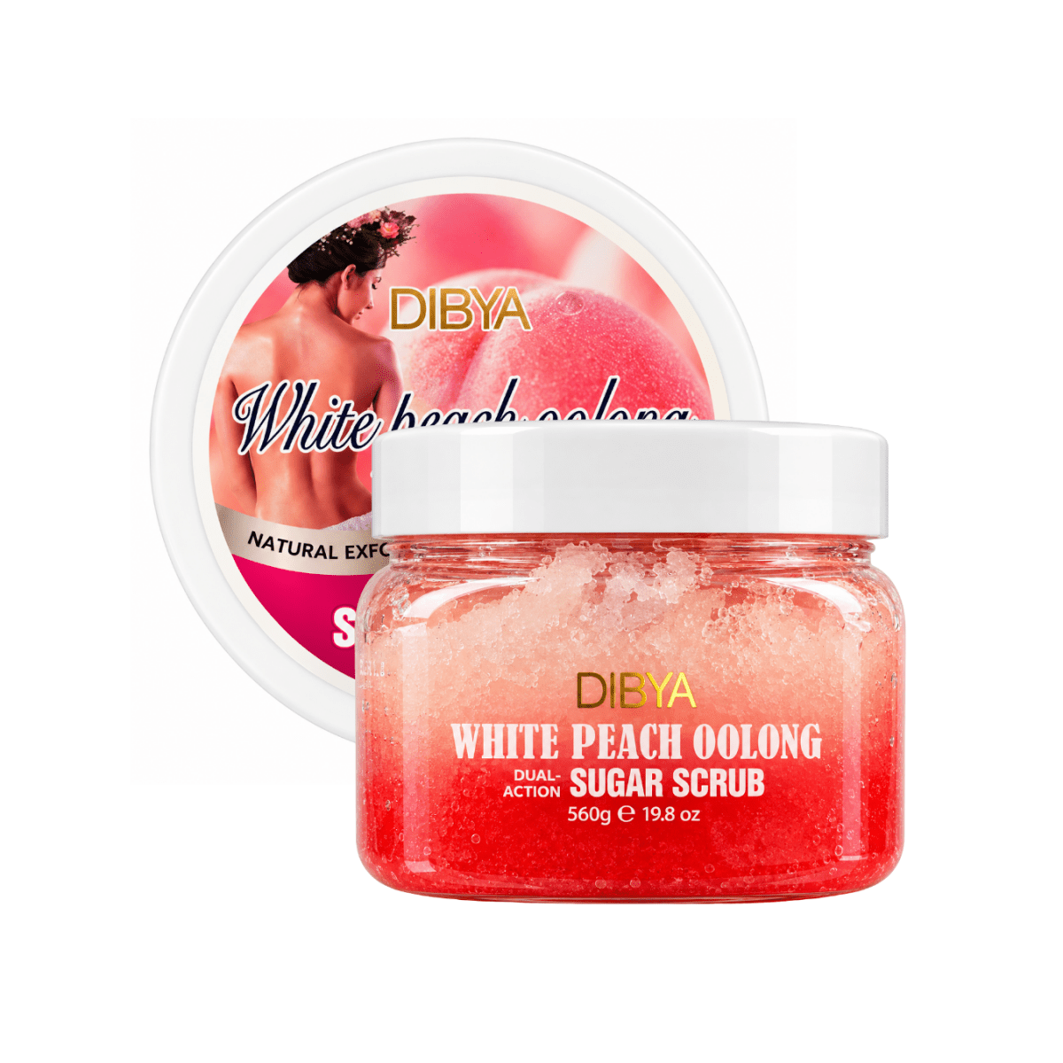 سكراب مقشر للجسم خوخ ديبيا - 560غرام | DIBYA white peach oolong dual action sugar scrub - Barbie.phar